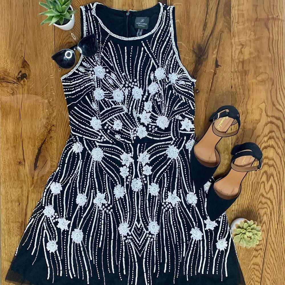 Adrianna Papell Beaded Halter Mini Dress | 10